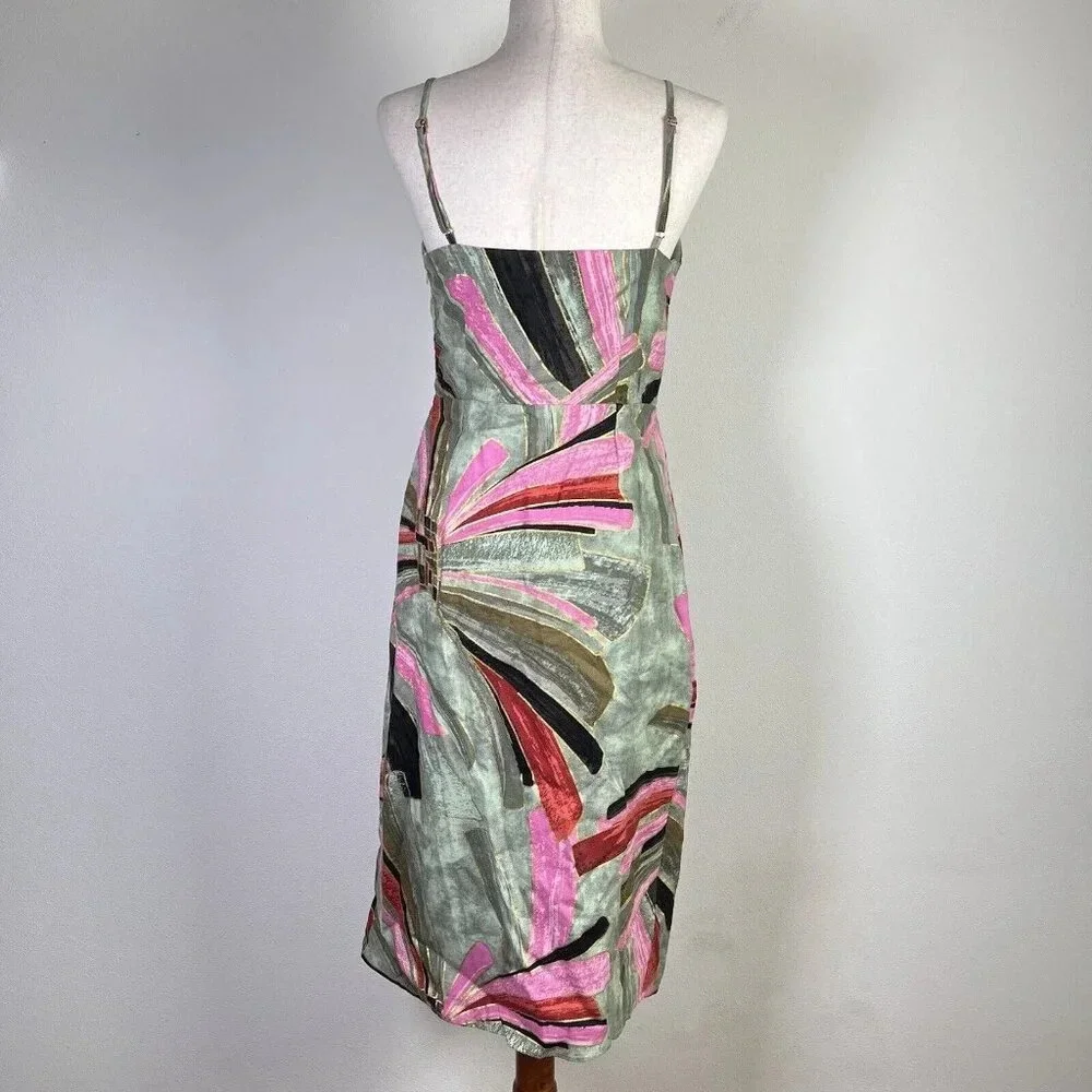 Jason Wu NWT Mini Sheath Dress Linen Blend Green Pink Tropical MSRP $425 - Picture 3 of 11